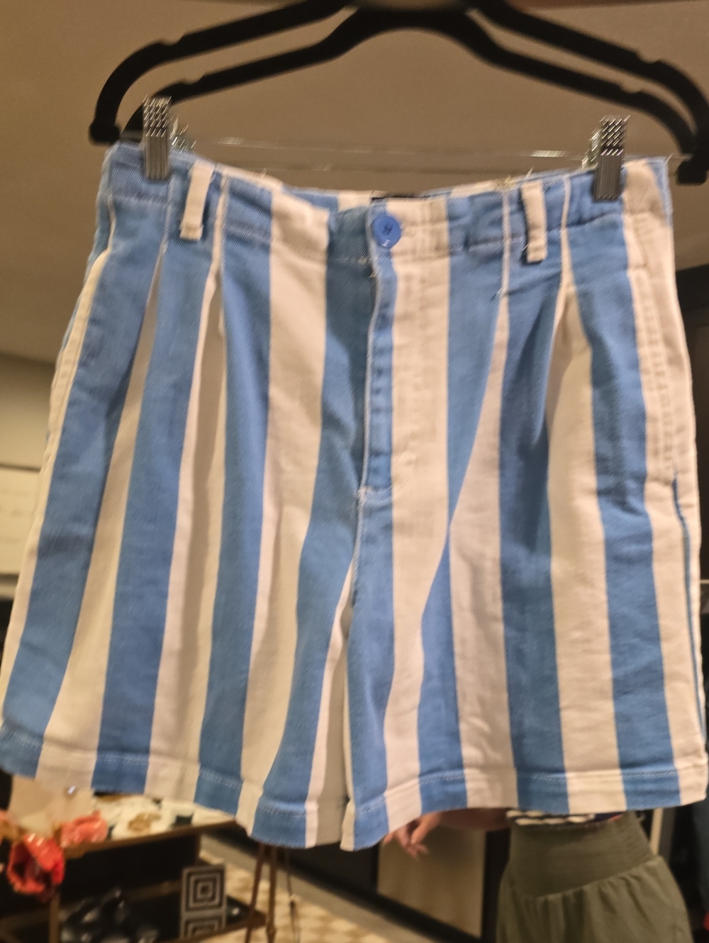Maeve Blue and White Vertical Stripe Shorts